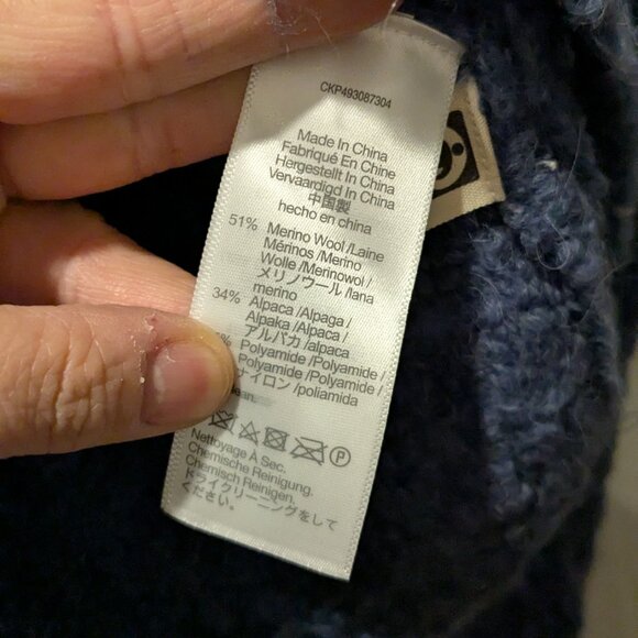 Madewell Wool Alpaca Blend Boucle-Knit Mock Neck Oversized Sweater Blue L NWT - Picture 5 of 6